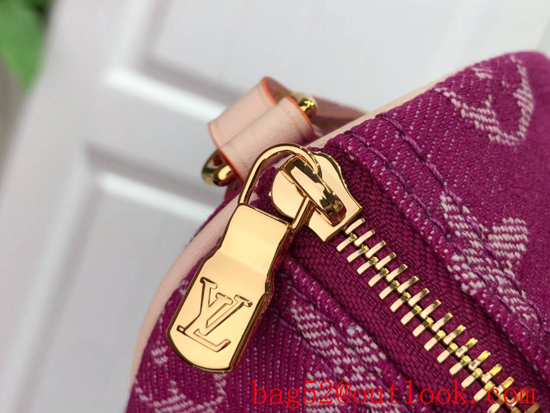 LV Louis Vuitton Monogram Nano Speedy Denim Handbag Bag M61252 Pink