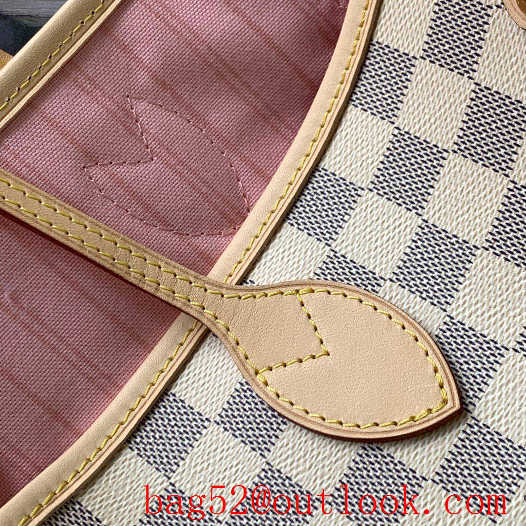 LV N41604 Louis Vuitton Damier Azur Neverfull MM Tote Bag Handbag Pink