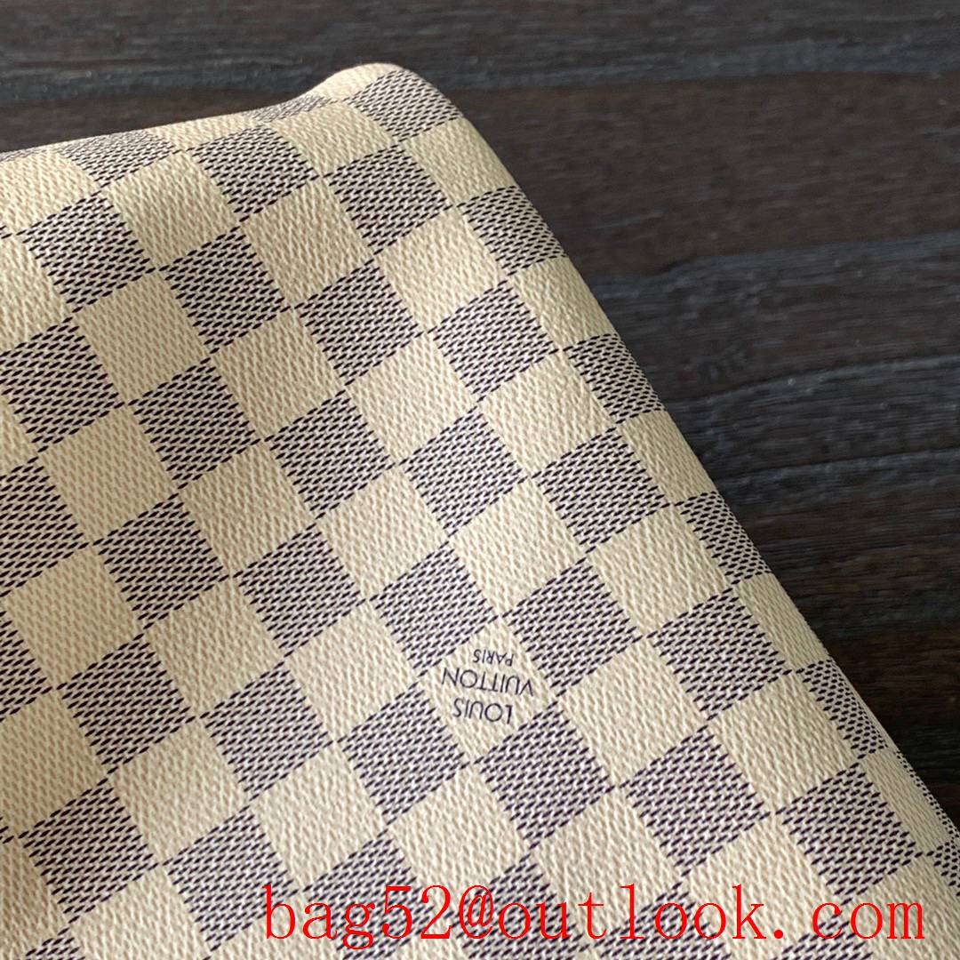 LV N41604 Louis Vuitton Damier Azur Neverfull MM Tote Bag Handbag Pink