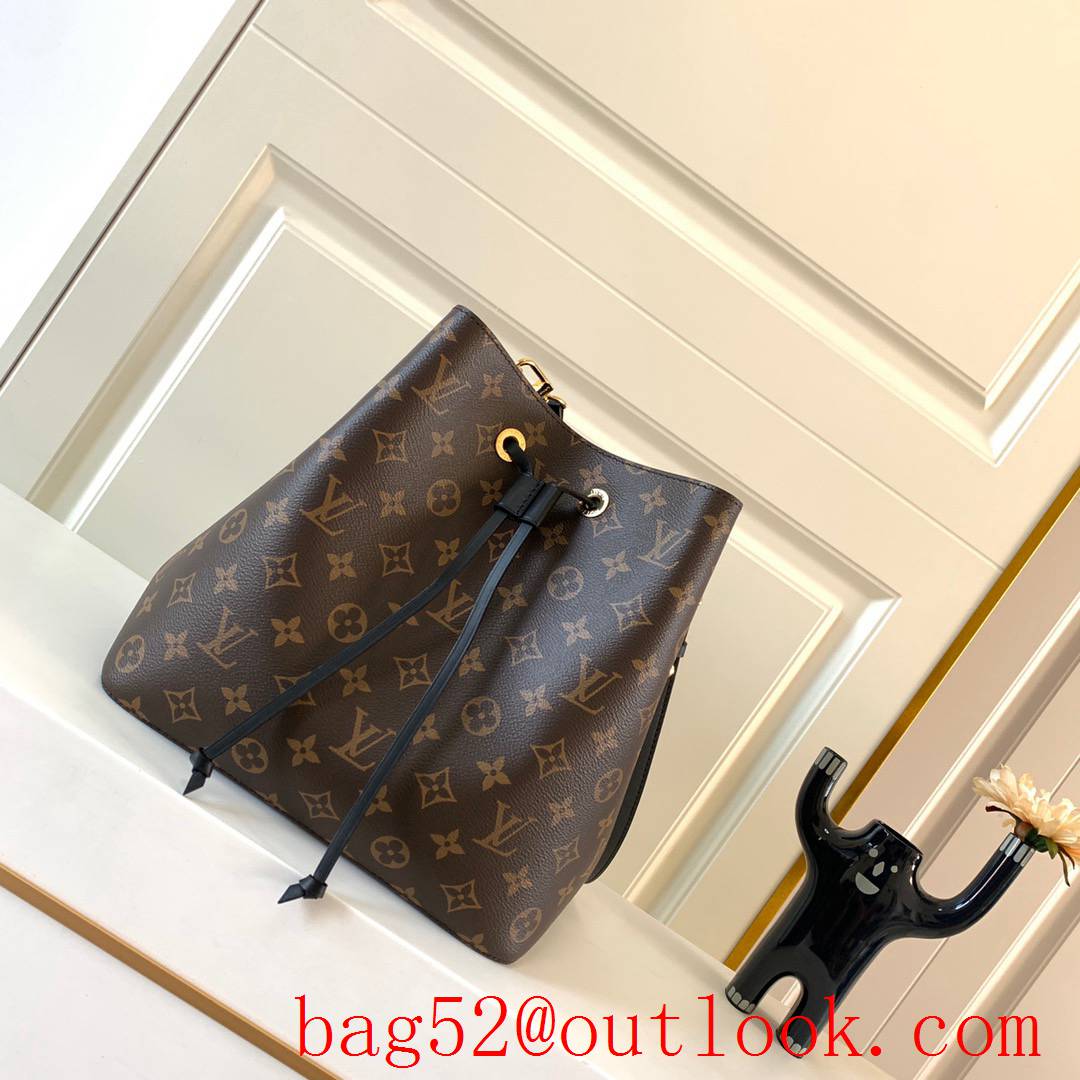 LV Louis Vuitton Monogram Canvas NEONOE Bucket Bag Handbag Black M44020