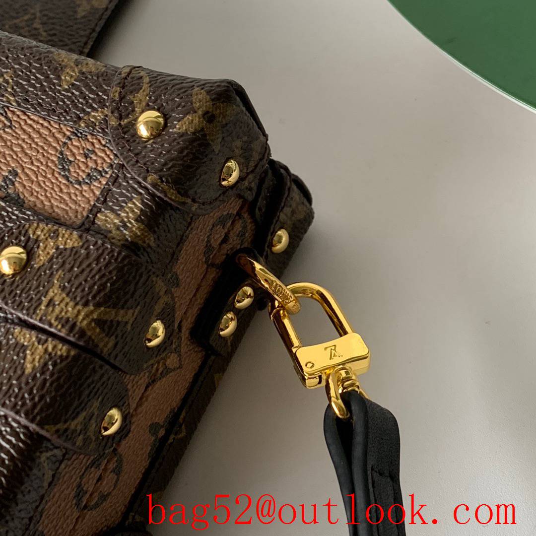 LV Louis Vuitton Monogram Petite Malle Shoulder Bag Tan M44154