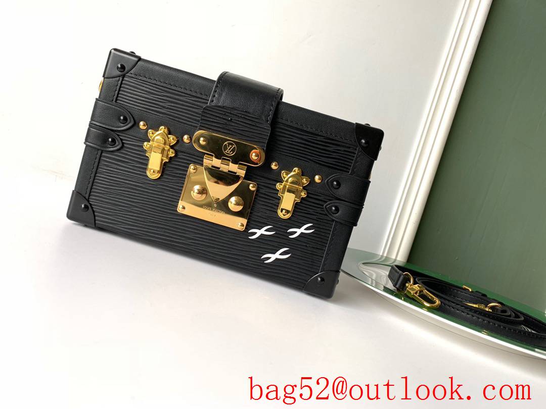 LV Louis Vuitton Monogram Petite Malle Shoulder Bag Black M54650
