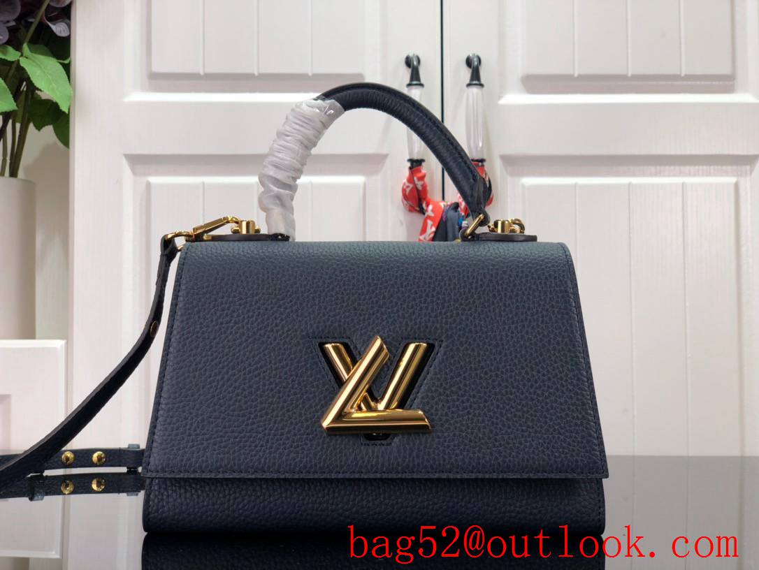 LV Louis Vuitton Small Twist One Handle Leather Handbag Bag M57093 Navy