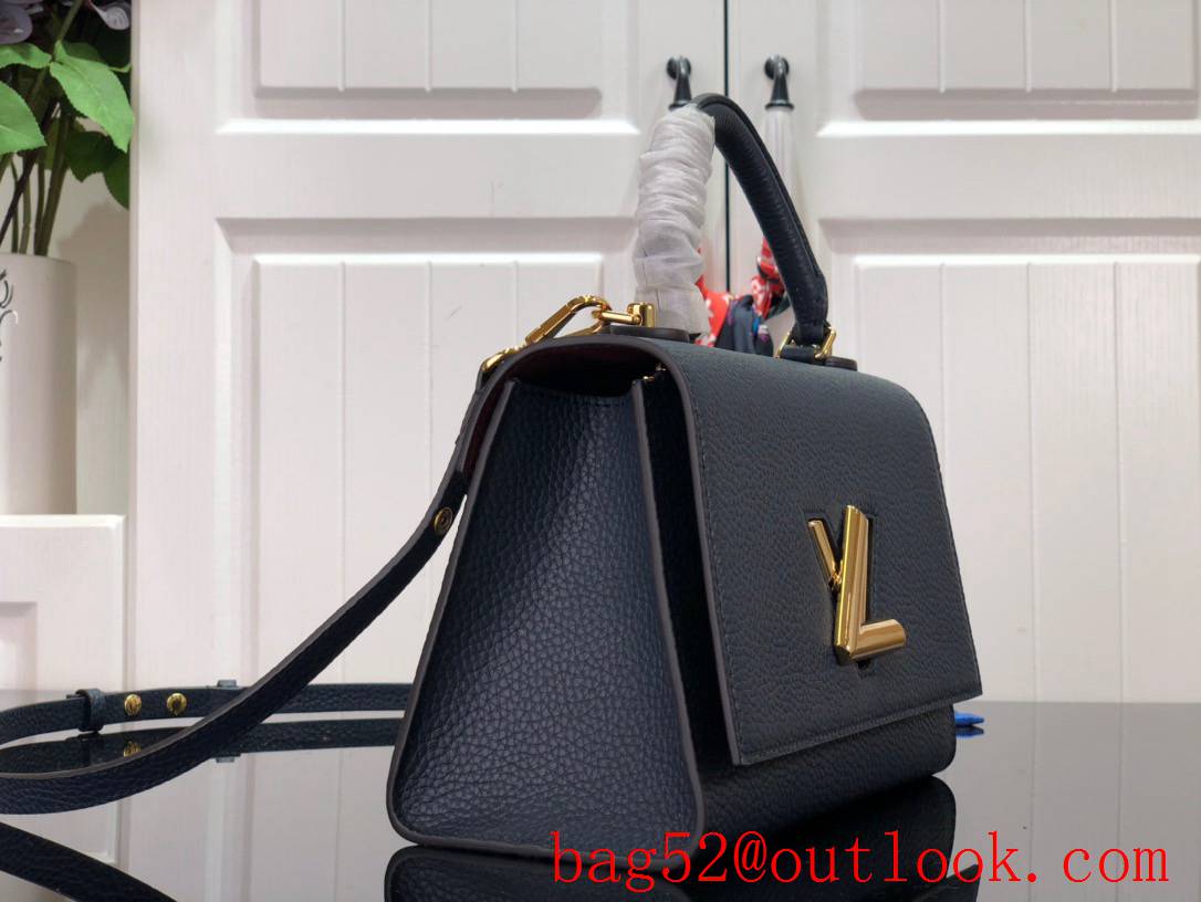 LV Louis Vuitton Small Twist One Handle Leather Handbag Bag M57093 Navy 