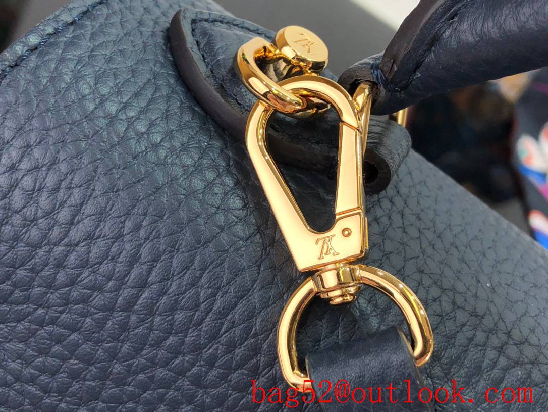 LV Louis Vuitton Small Twist One Handle Leather Handbag Bag M57093 Navy 