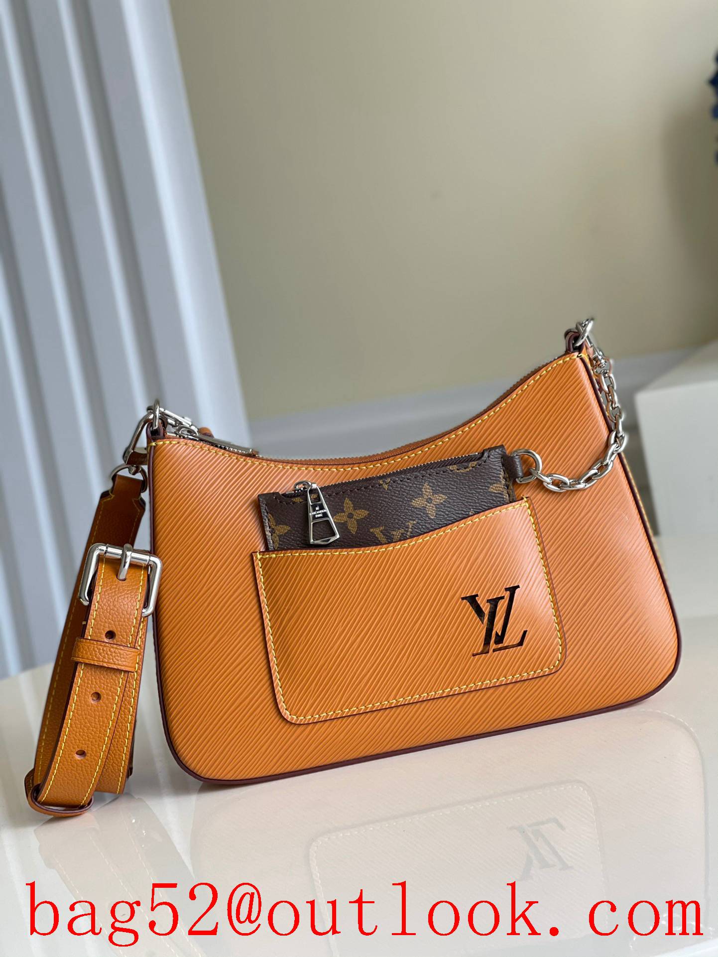 LV Louis Vuitton Marelle Real Leather Shoulder Bag M80794 Yellow