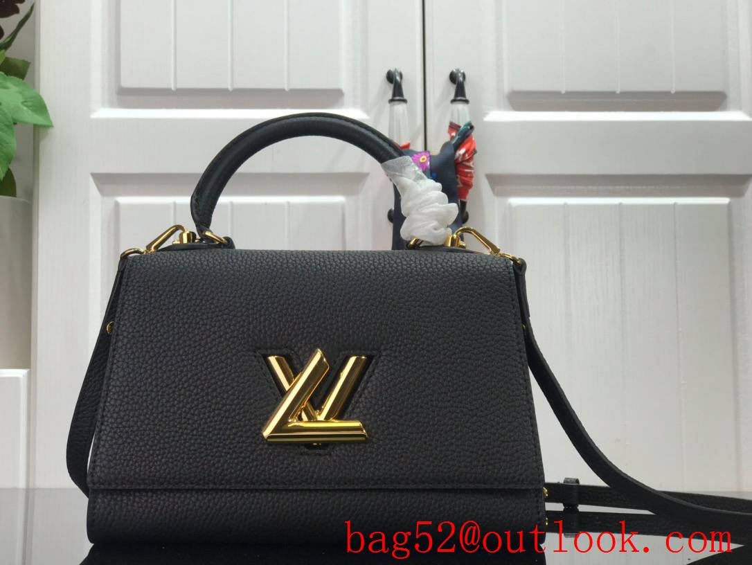LV Louis Vuitton Small Twist One Handle Leather Handbag Bag M57093 Black
