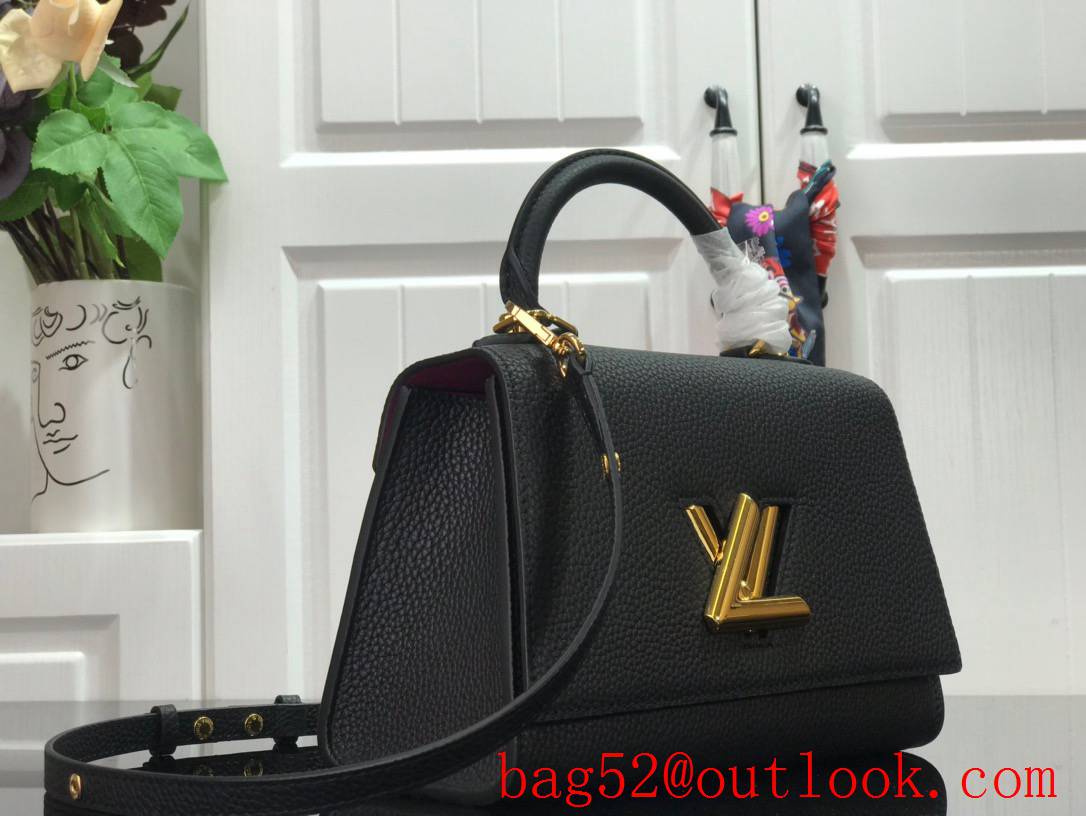 LV Louis Vuitton Small Twist One Handle Leather Handbag Bag M57093 Black