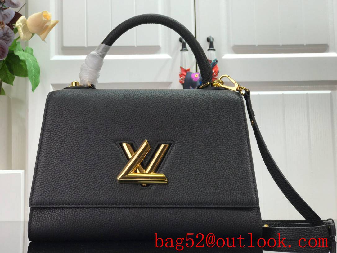 LV Louis Vuitton Large Twist One Handle Leather Handbag Bag M57090 Black
