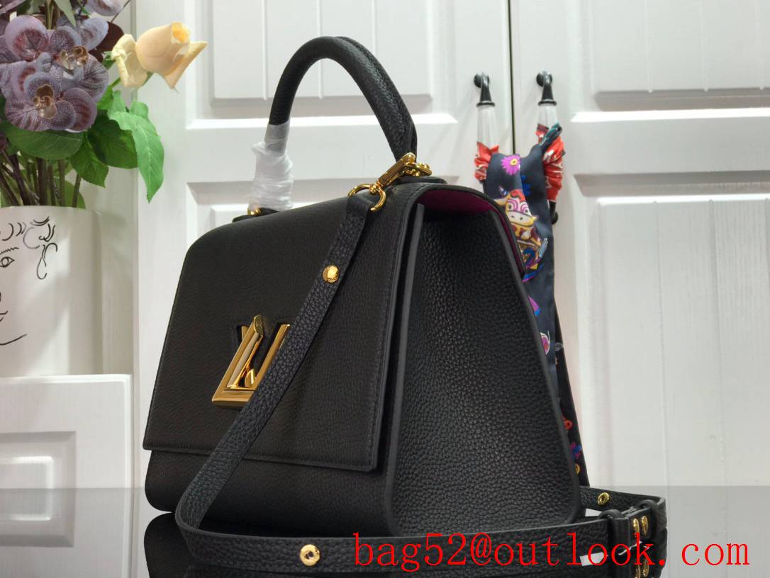 LV Louis Vuitton Large Twist One Handle Leather Handbag Bag M57090 Black