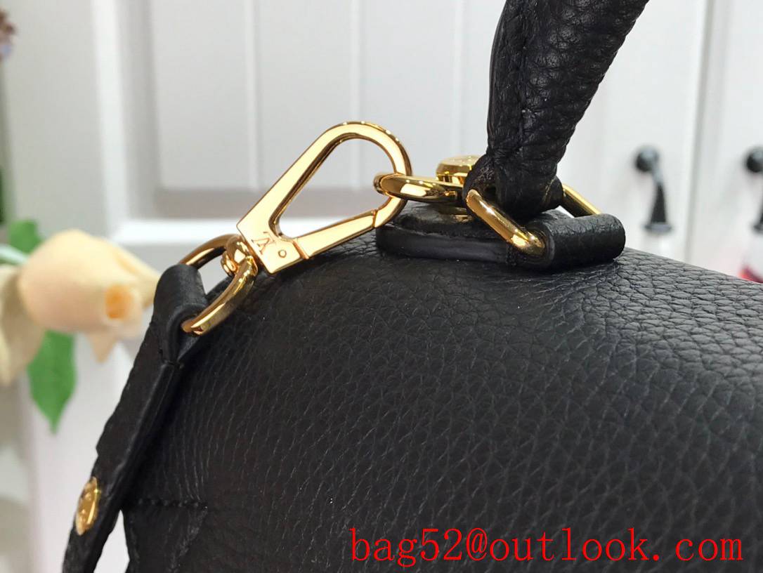 LV Louis Vuitton Large Twist One Handle Leather Handbag Bag M57090 Black