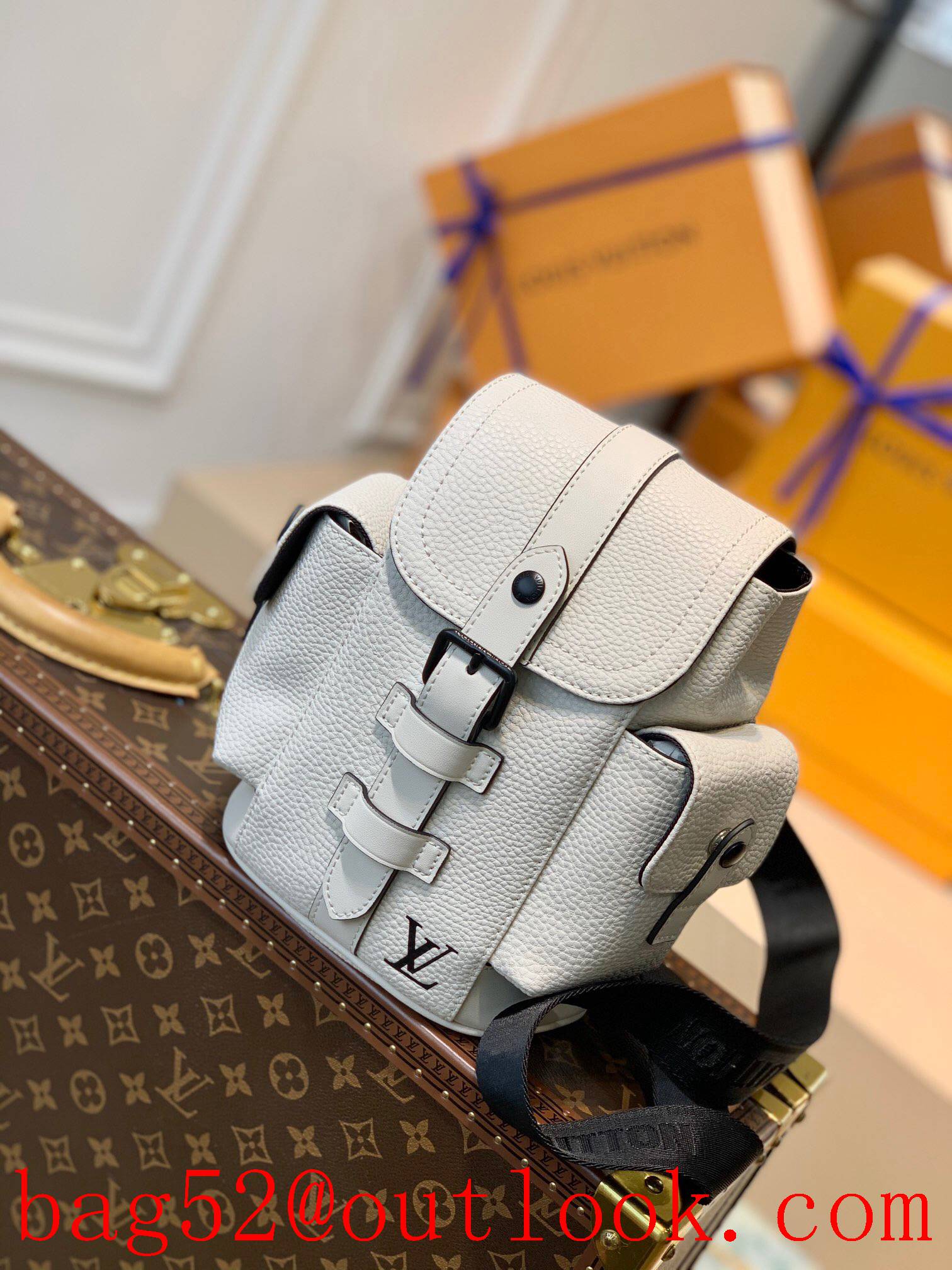 LV Louis Vuitton men nano christopher xs cream taurillon leather backpack