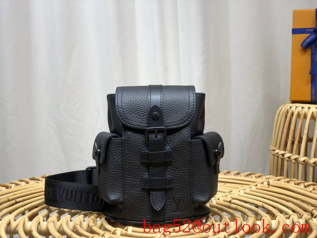 LV Louis Vuitton men nano christopher xs black taurillon leather backpack