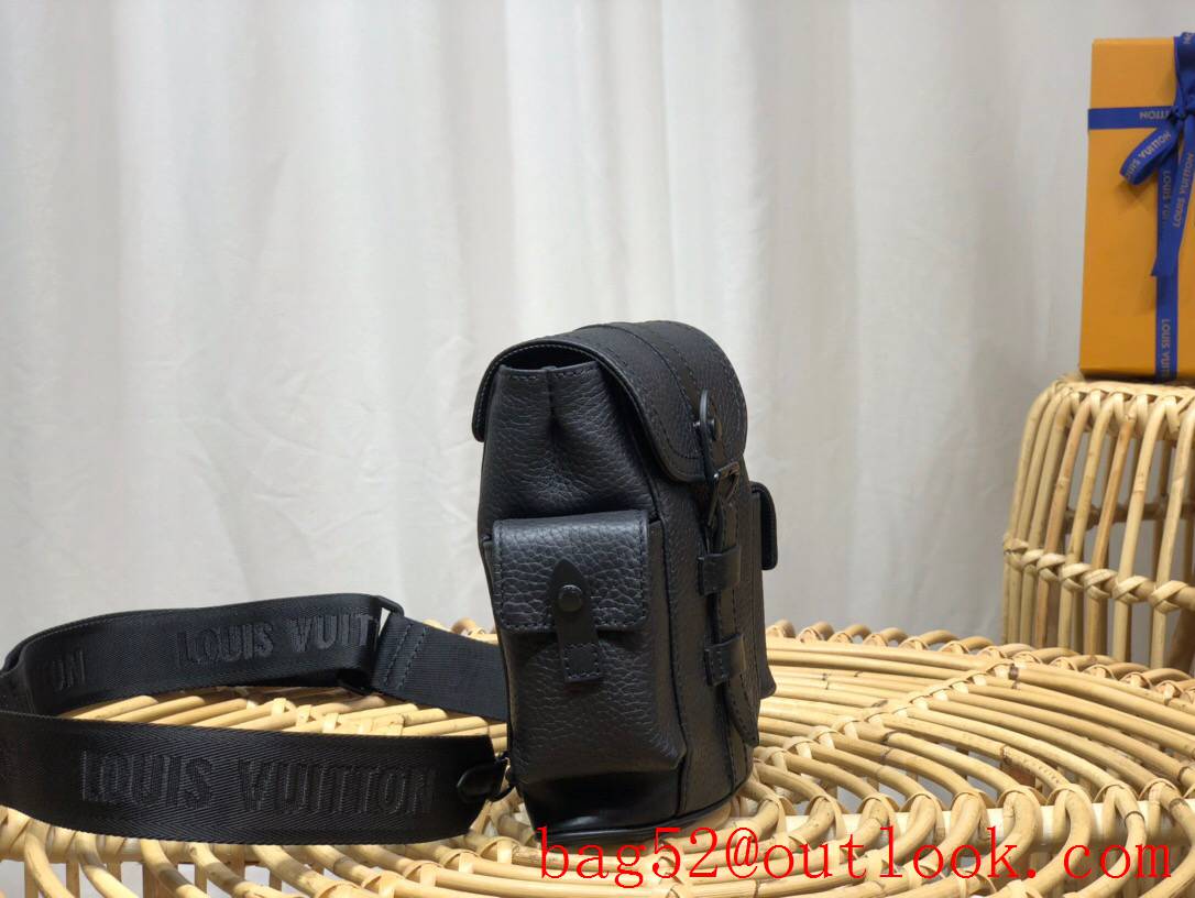 LV Louis Vuitton men nano christopher xs black taurillon leather backpack