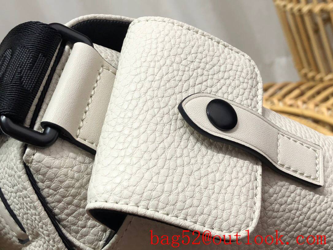 LV Louis Vuitton men elegant cream taurillon leather christopher messenger bag