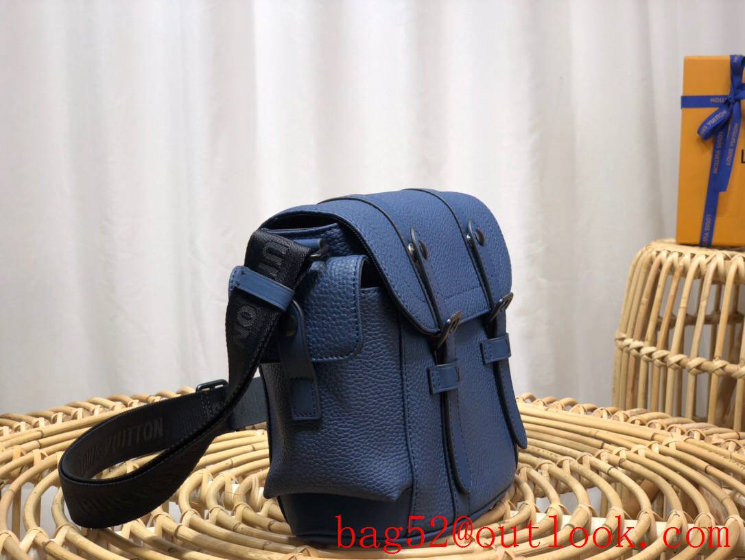 LV Louis Vuitton men elegant navy blue taurillon leather christopher messenger bag