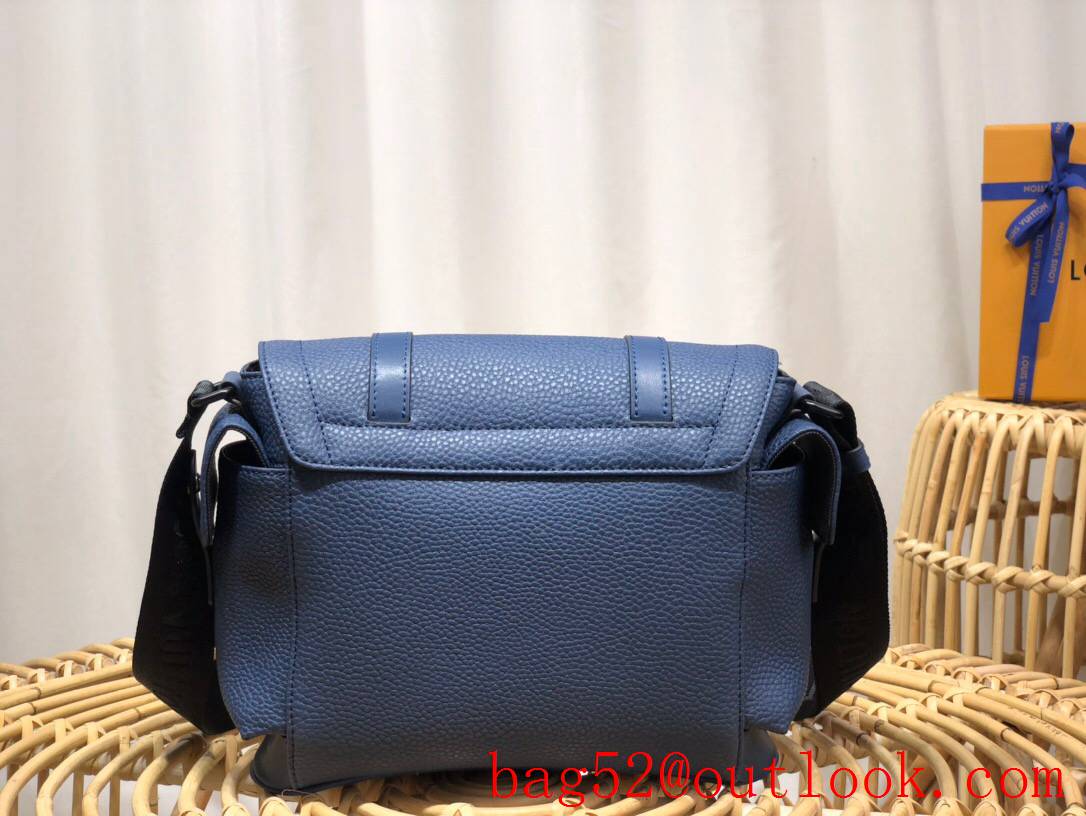 LV Louis Vuitton men elegant navy blue taurillon leather christopher messenger bag