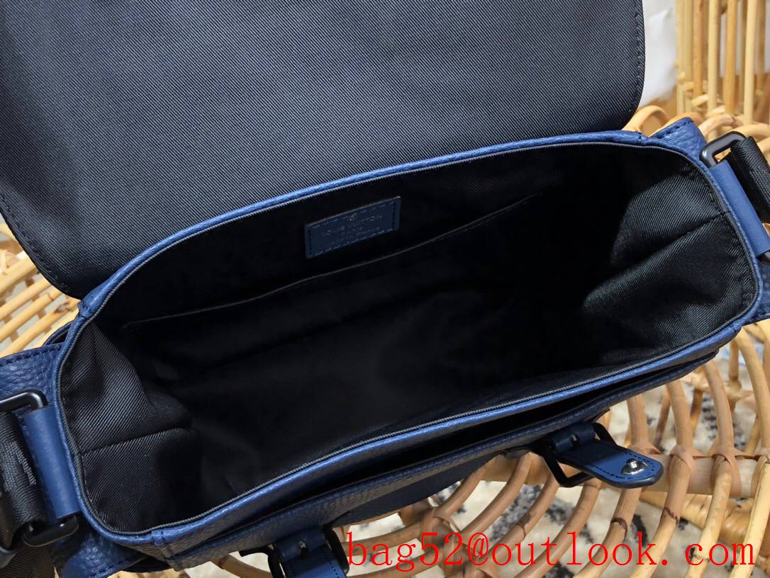 LV Louis Vuitton men elegant navy blue taurillon leather christopher messenger bag