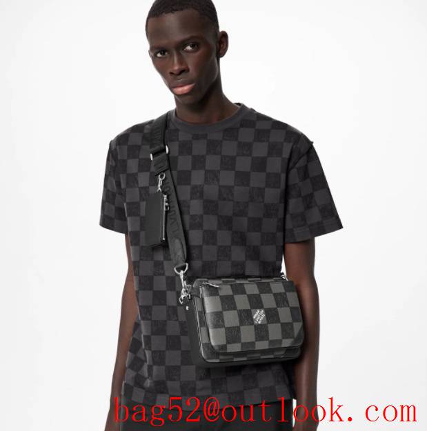 LV Louis Vuitton men leather with damier trio messenger bag