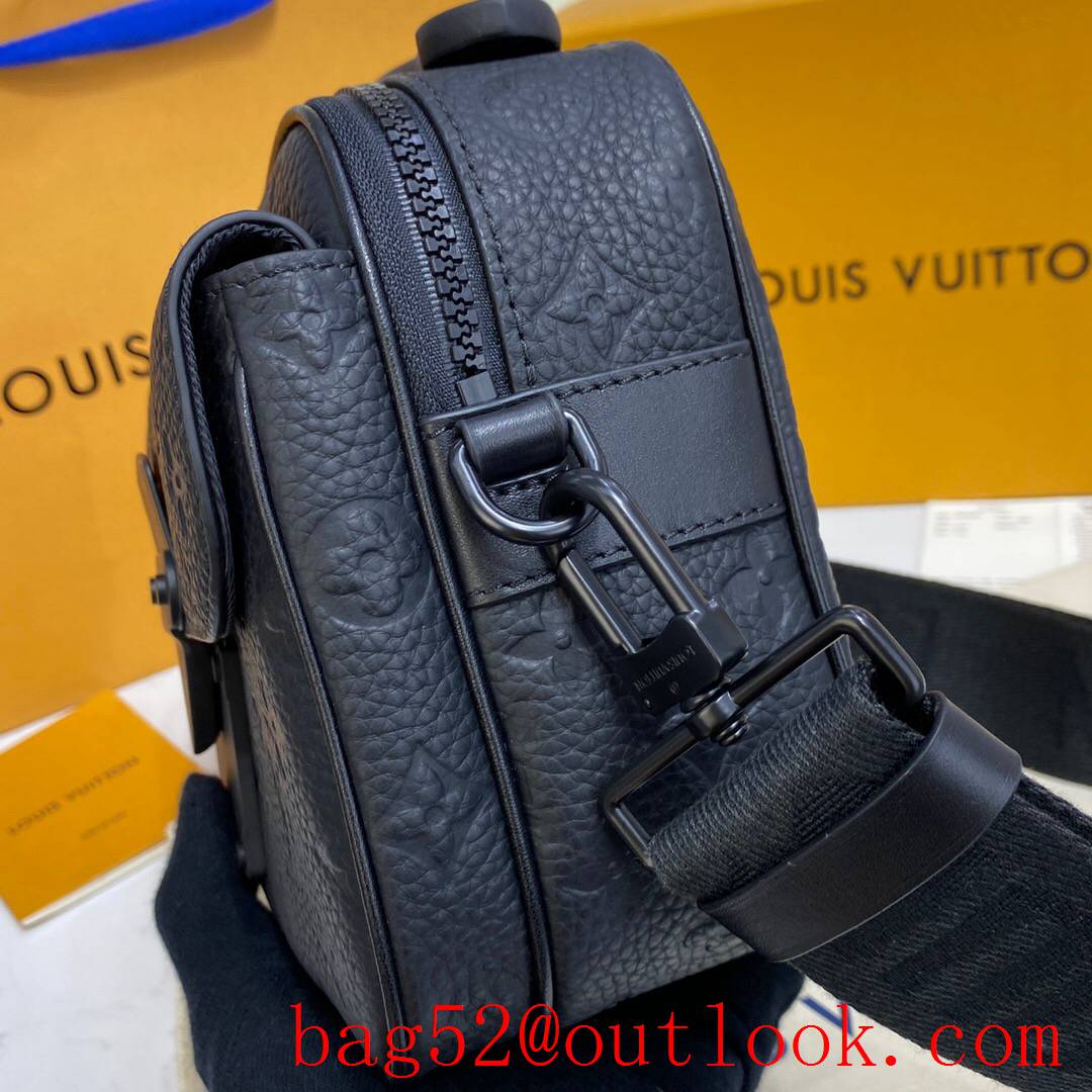 LV Louis Vuitton men black taurillon leather s lock messenger bag