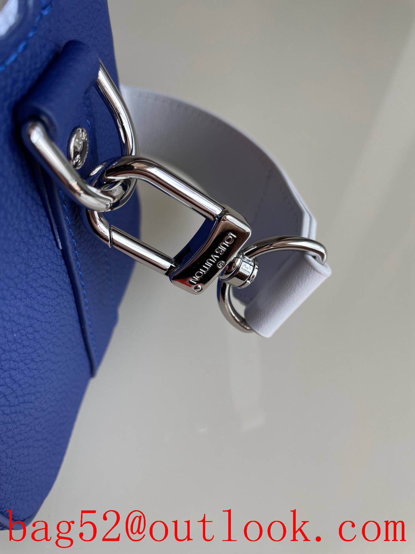 LV Louis Vuitton men cowhide leather city keepall blue shoulder bag
