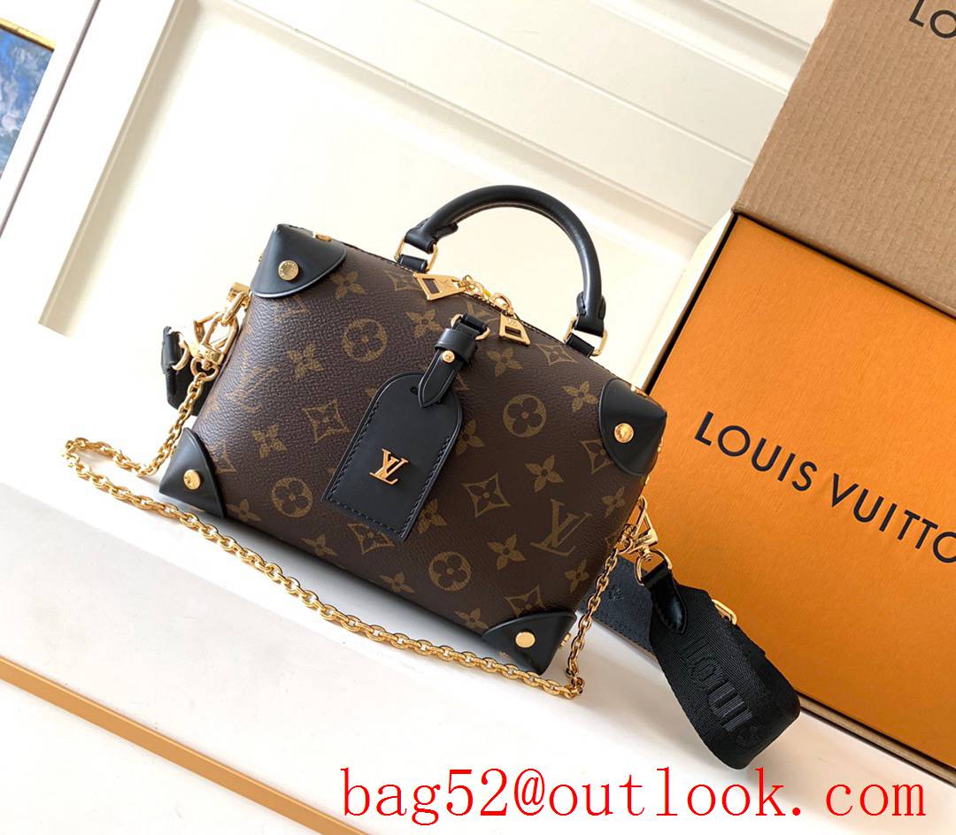 LV Louis Vuitton Petite Malle Souple Monogram Canvas Bag M45571 Black