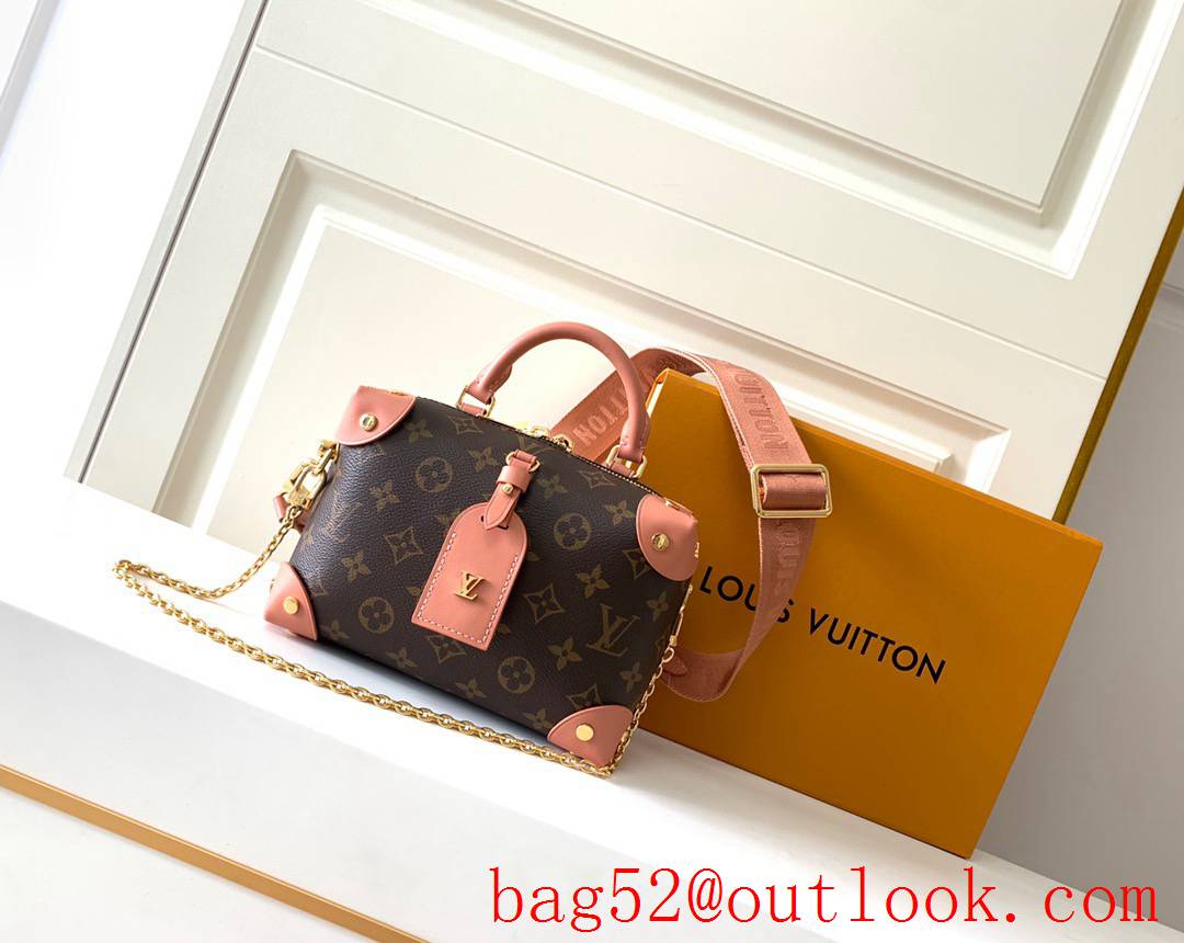 LV Louis Vuitton Petite Malle Souple Monogram Canvas Bag M45531 Pink