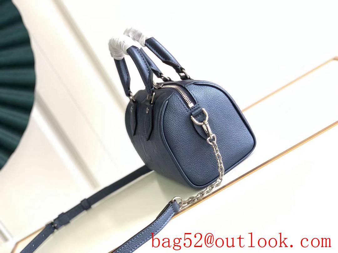 LV Louis Vuitton Monogram Speedy Bandouliere 20 Bag Handbag M58953 Navy