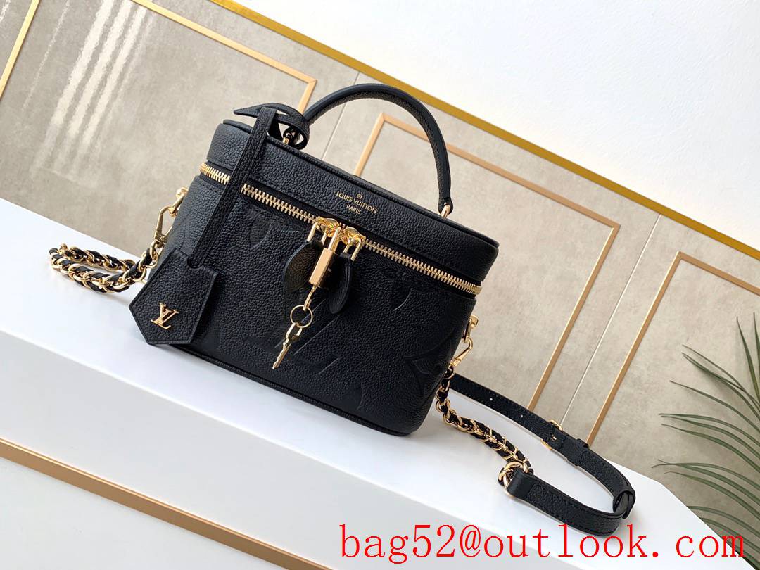 LV Louis Vuitton Monogram Leather Vanity PM Cosmetic Bag M45598 Black