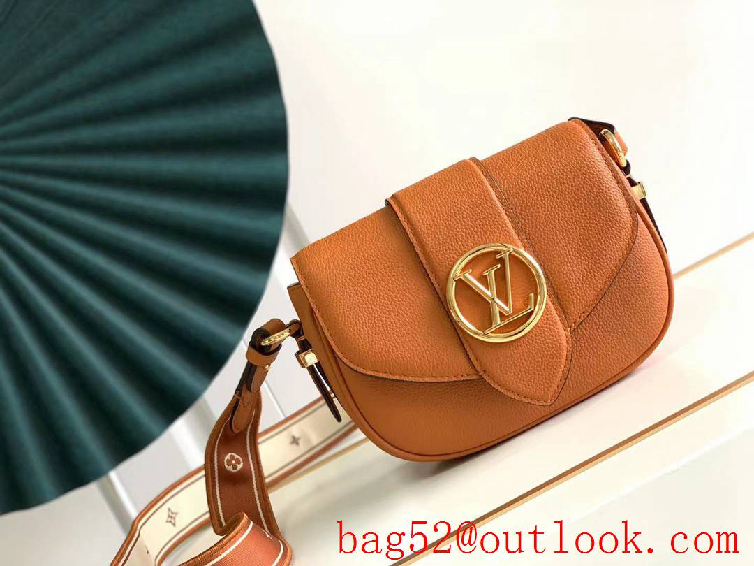 LV Louis Vuitton Calfskin Small Pont 9 Soft Shoulder Bag M58729 Orange