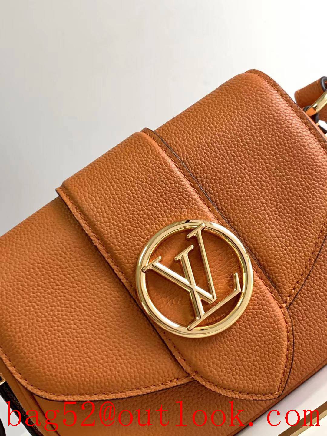 LV Louis Vuitton Calfskin Small Pont 9 Soft Shoulder Bag M58729 Orange