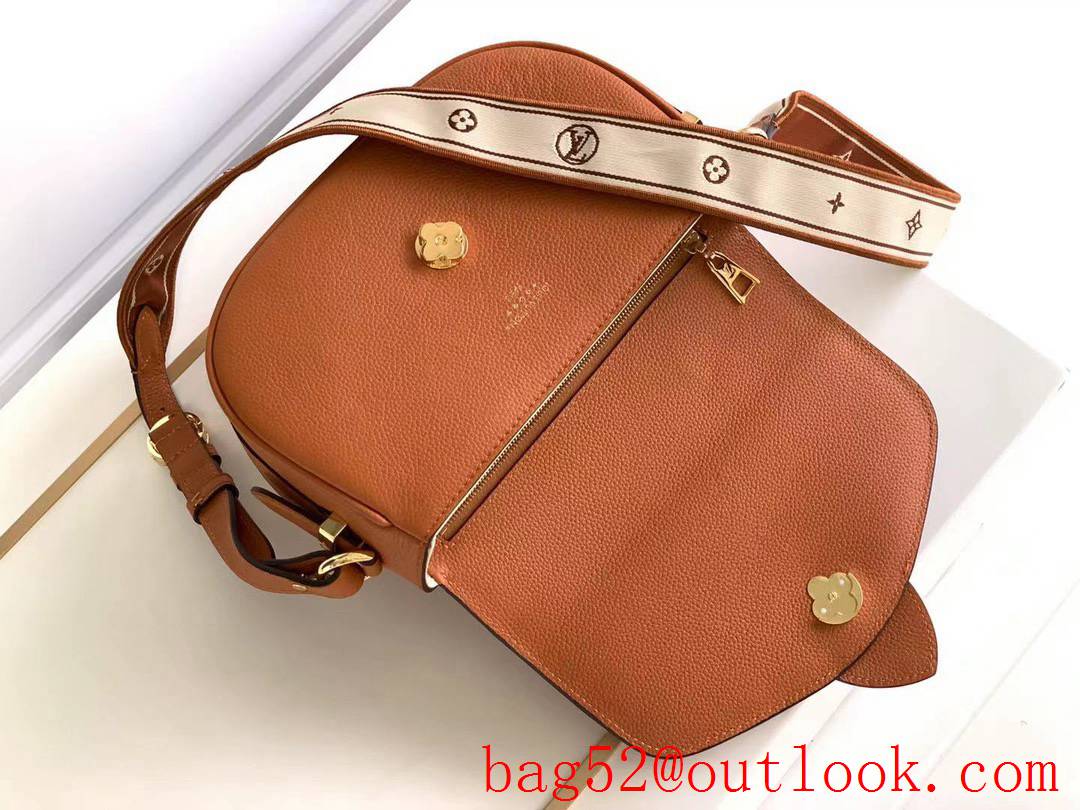 LV Louis Vuitton Calfskin Medium Pont 9 Soft Shoulder Bag M58968 Orange