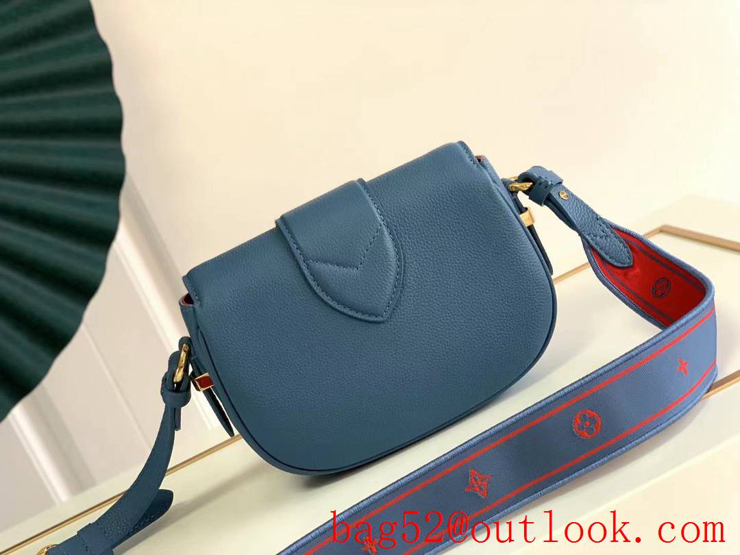 LV Louis Vuitton Calfskin Small Pont 9 Soft Shoulder Bag M58727 Blue