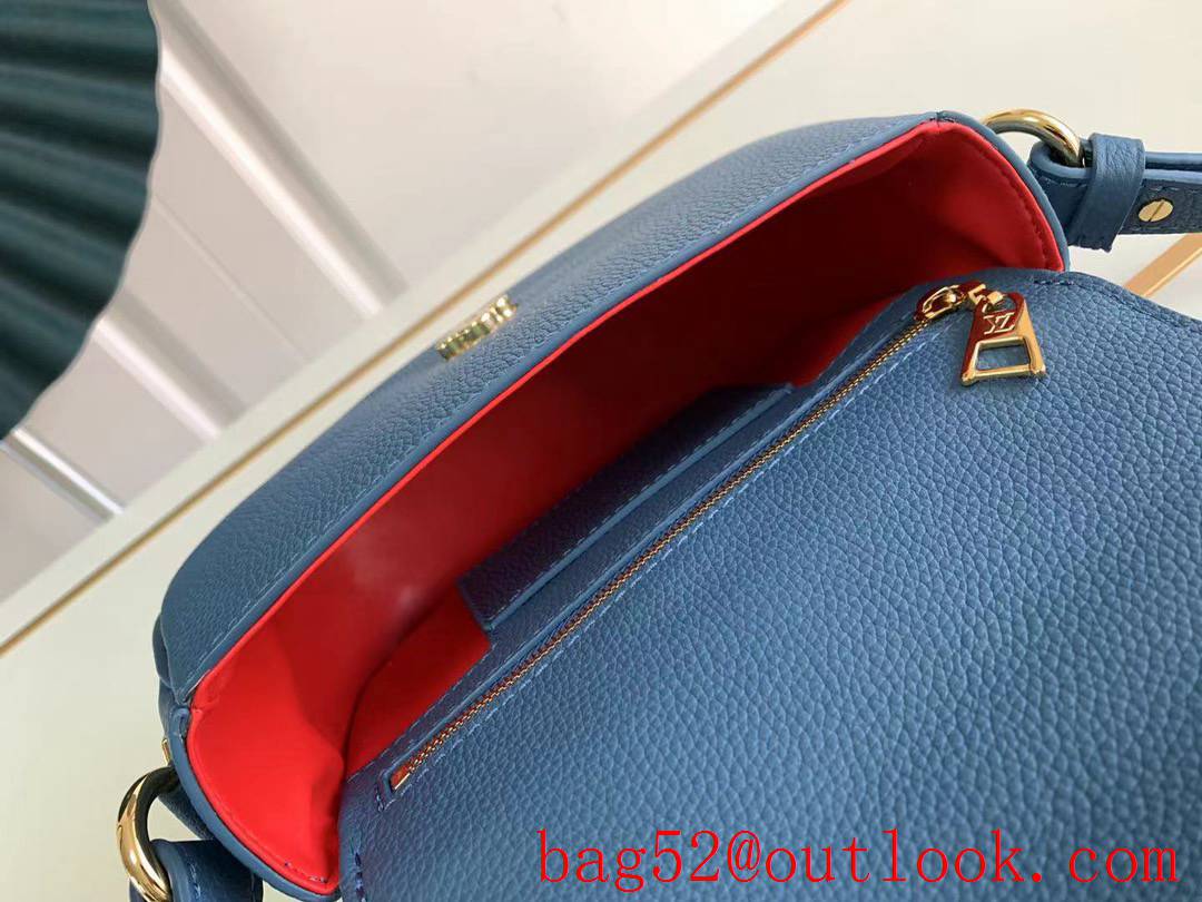 LV Louis Vuitton Calfskin Small Pont 9 Soft Shoulder Bag M58727 Blue