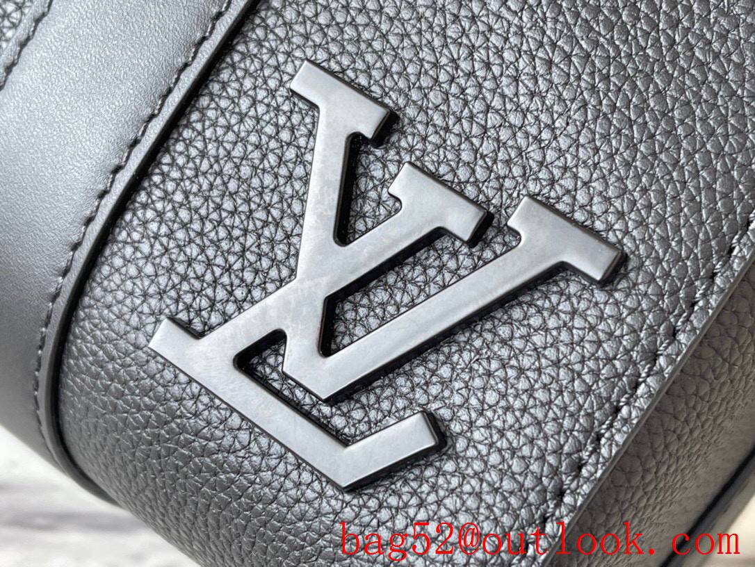 LV Louis Vuitton men M59255 black aerogram leather city keepall shoulder tote bag