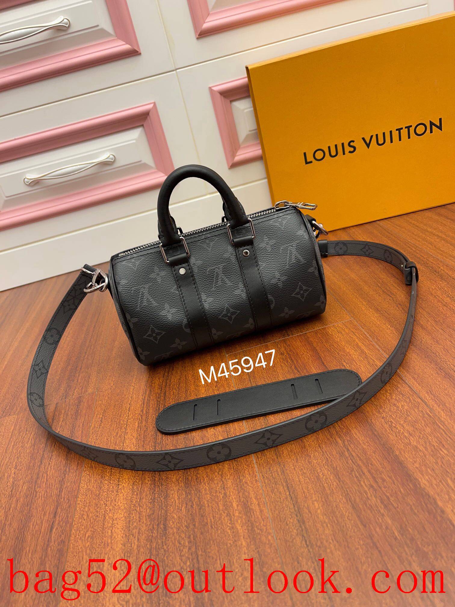 LV Louis Vuitton men M45947 elegance of monogram eclipse reverse canvas keepall xs bag