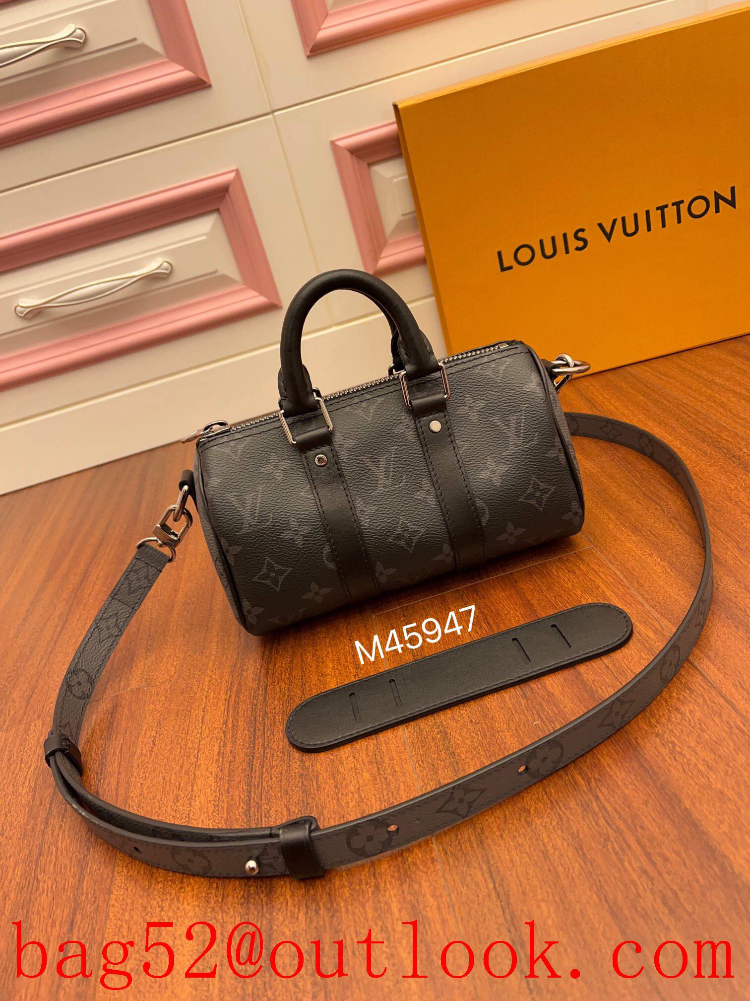 LV Louis Vuitton men M45947 elegance of monogram eclipse reverse canvas keepall xs bag