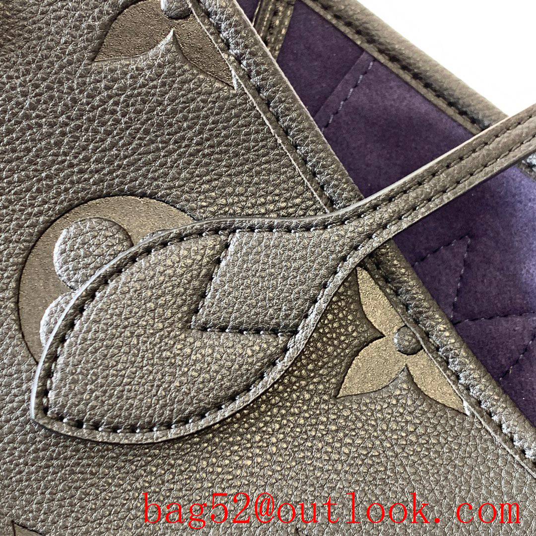 Louis Vuitton LV Real Leather Neverfull MM Tote Bag Handbag M45685 Black