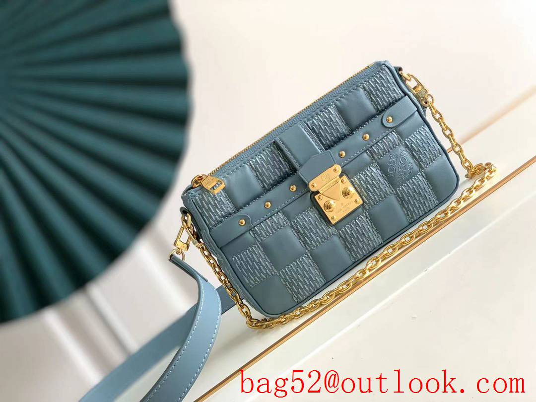 Louis Vuitton LV Lamb Leather Pochette Troca Shoulder Bag M59046 Blue