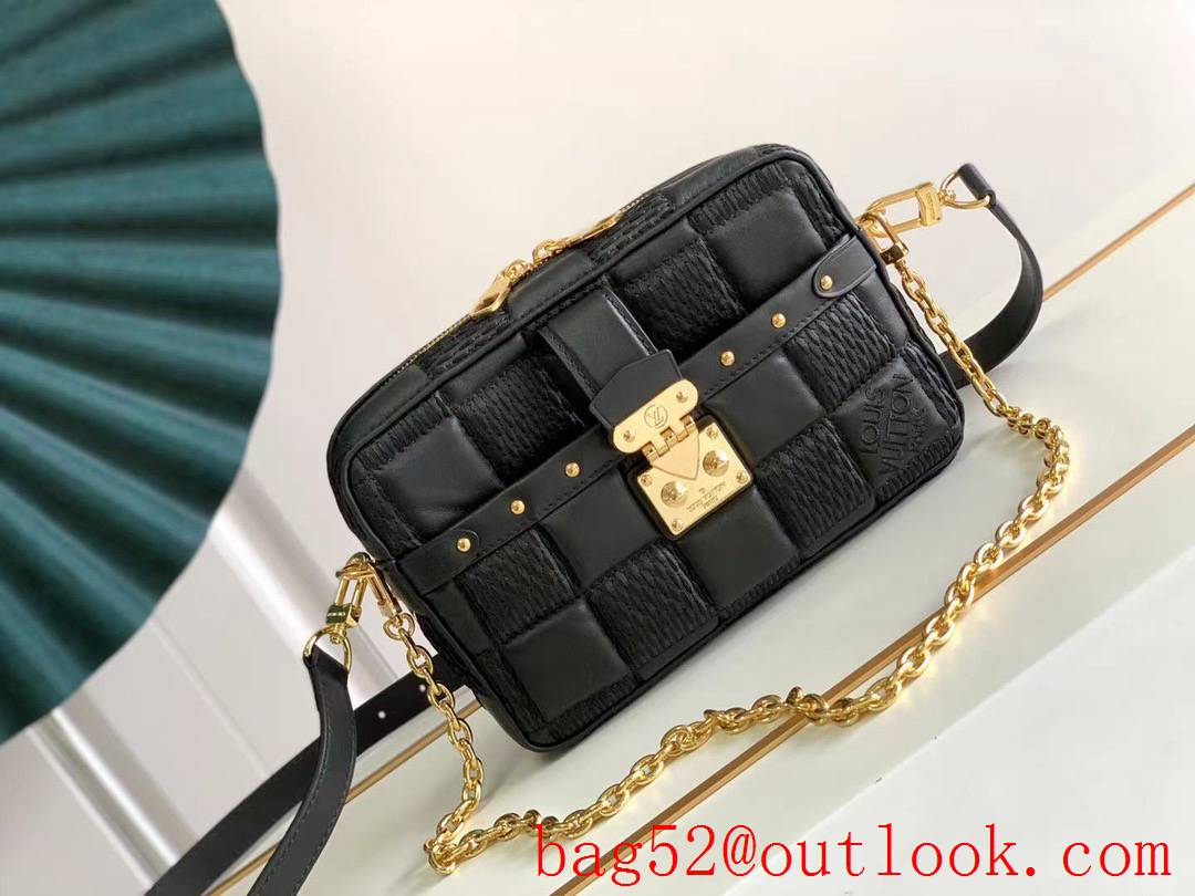 Louis Vuitton LV Lamb Leather Troca PM Shoulder Bag M59116 Black