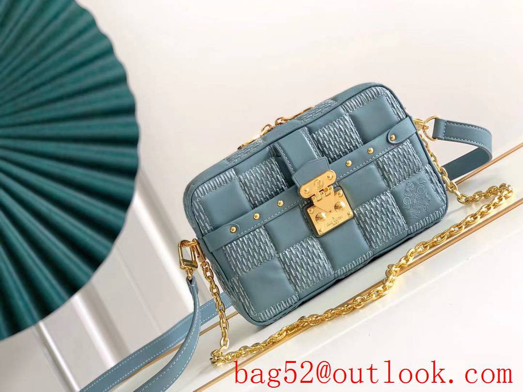 Louis Vuitton LV Lamb Leather Troca PM Shoulder Bag M59116 Blue