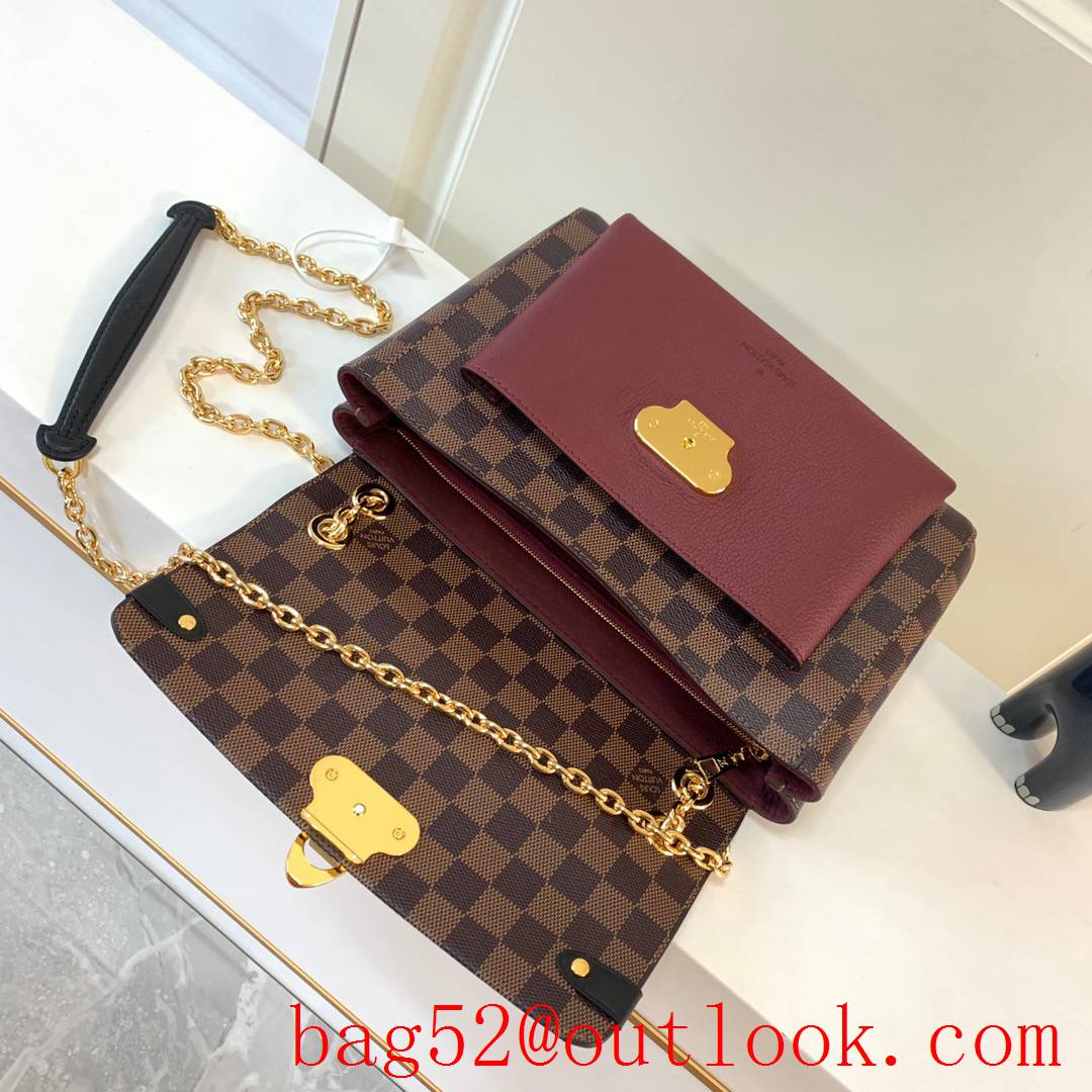 Louis Vuitton LV Damier Ebene Vavin PM Chain Bag Handbag N40109 Wine