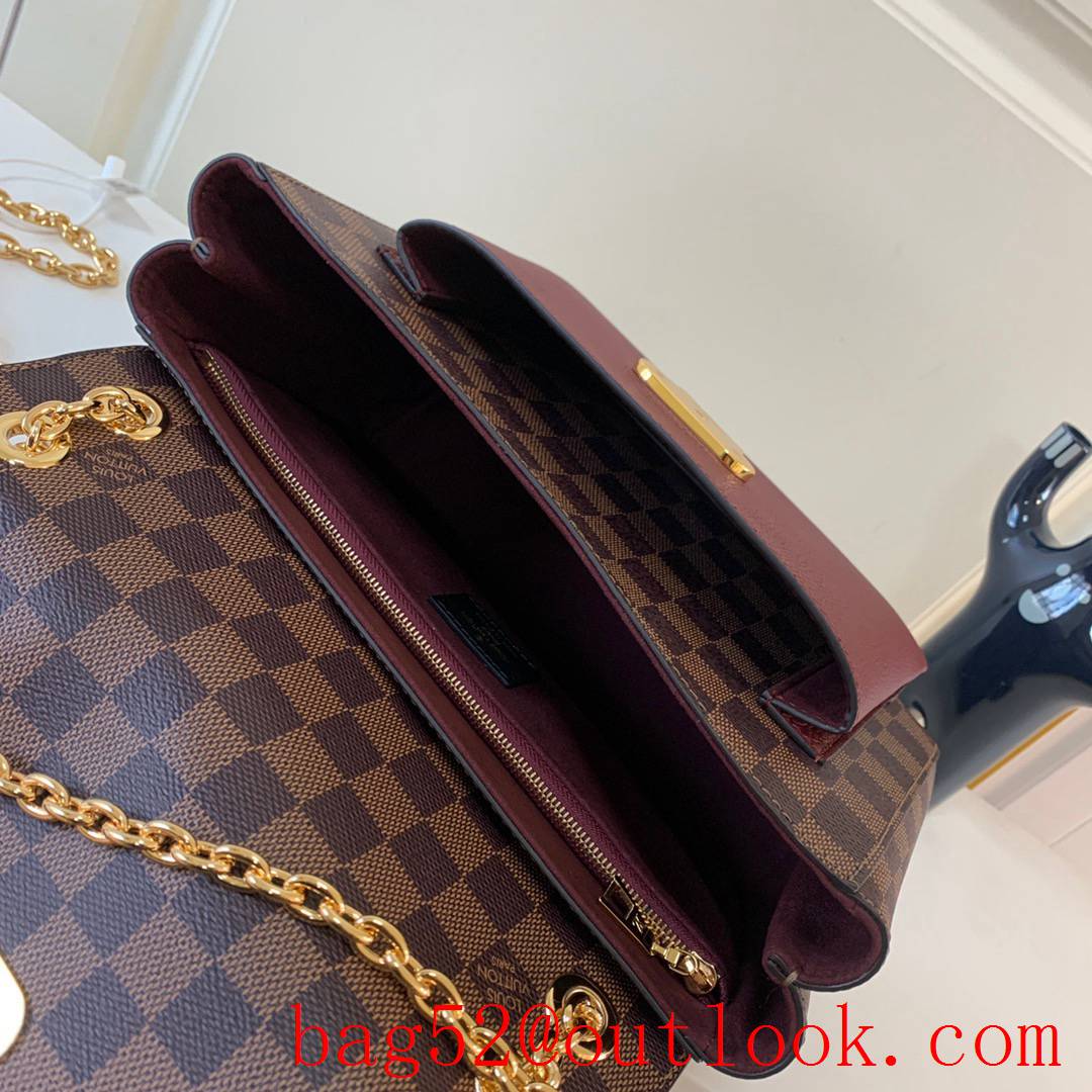 Louis Vuitton LV Damier Ebene Vavin PM Chain Bag Handbag N40109 Wine