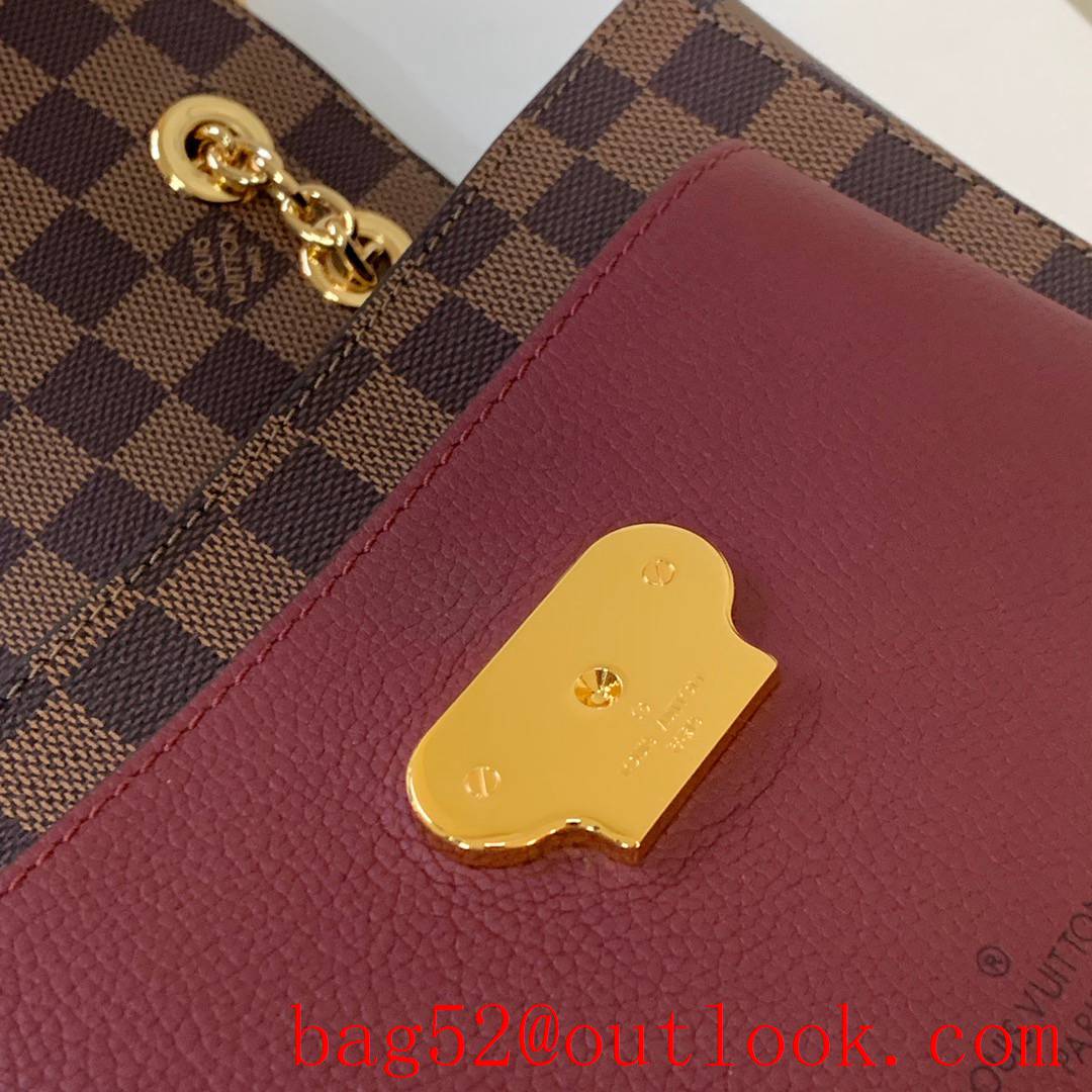 Louis Vuitton LV Damier Ebene Vavin PM Chain Bag Handbag N40109 Wine