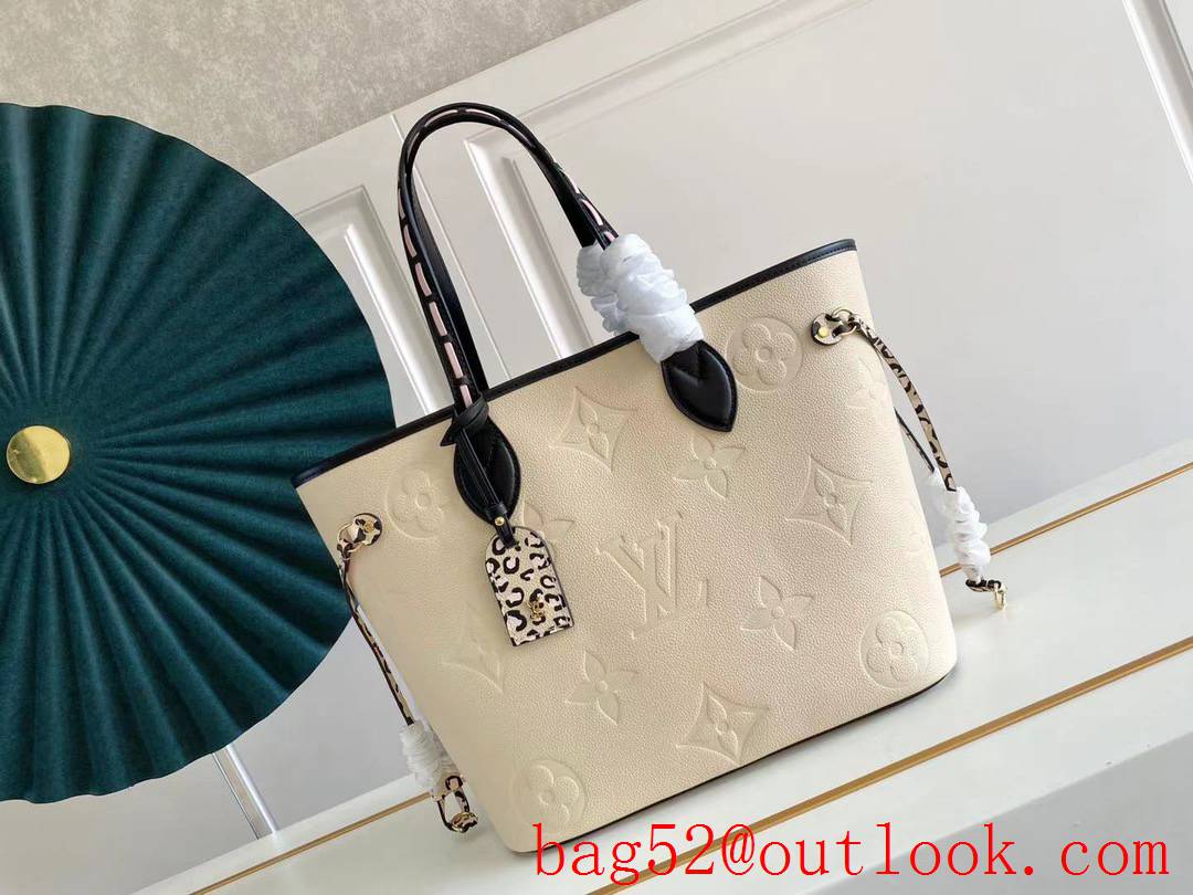 Louis Vuitton LV Monogram Neverfull MM Tote Bag Handbag M58525 Cream