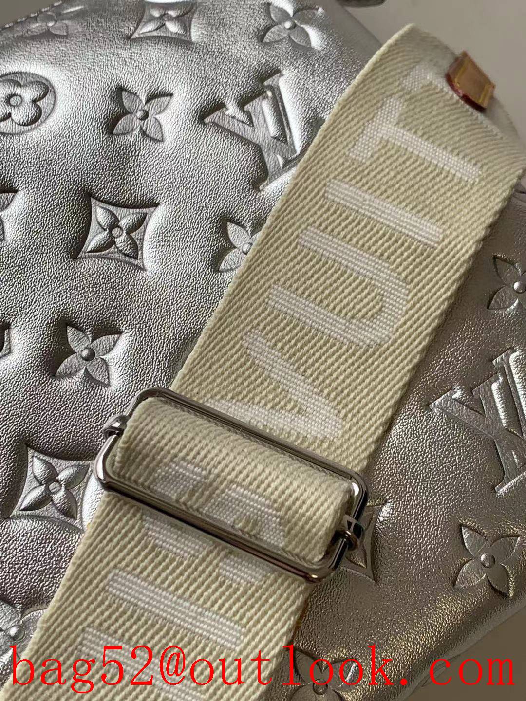 Louis Vuitton LV Real Leather Coussin PM Handbag Bag M57790 Silver