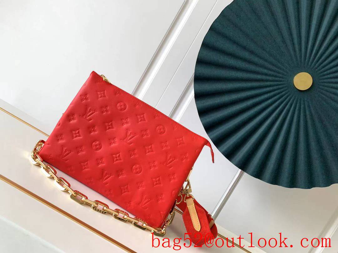 Louis Vuitton LV Real Leather Coussin PM Handbag Bag M57790 Red