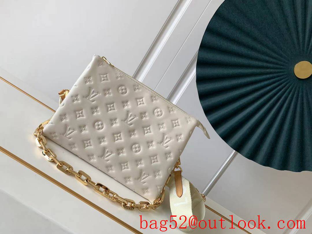 Louis Vuitton LV Real Leather Coussin PM Handbag Bag M57793 Cream