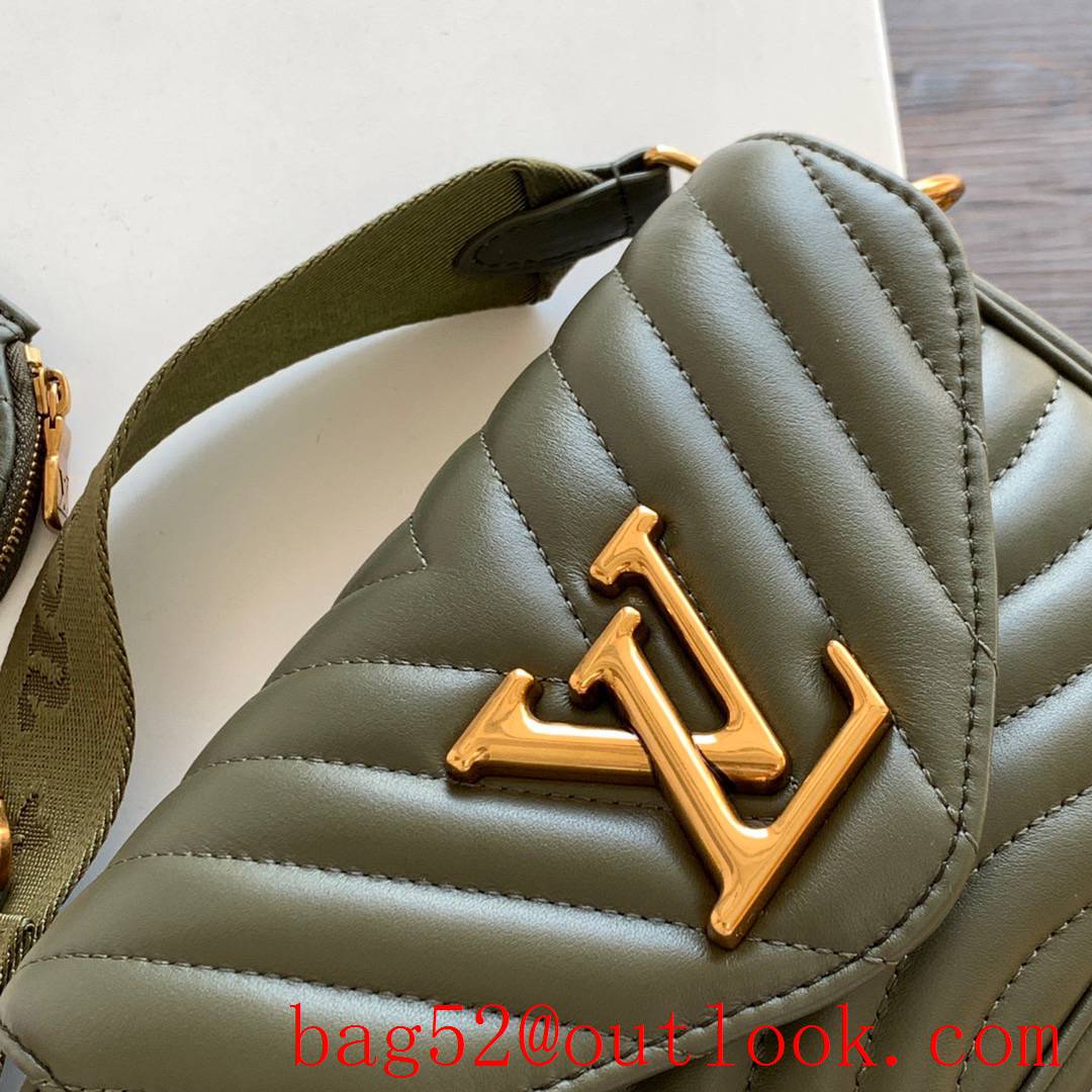 Louis Vuitton LV Real Leather New Wave Multi-Pochette Bag M56471 Green