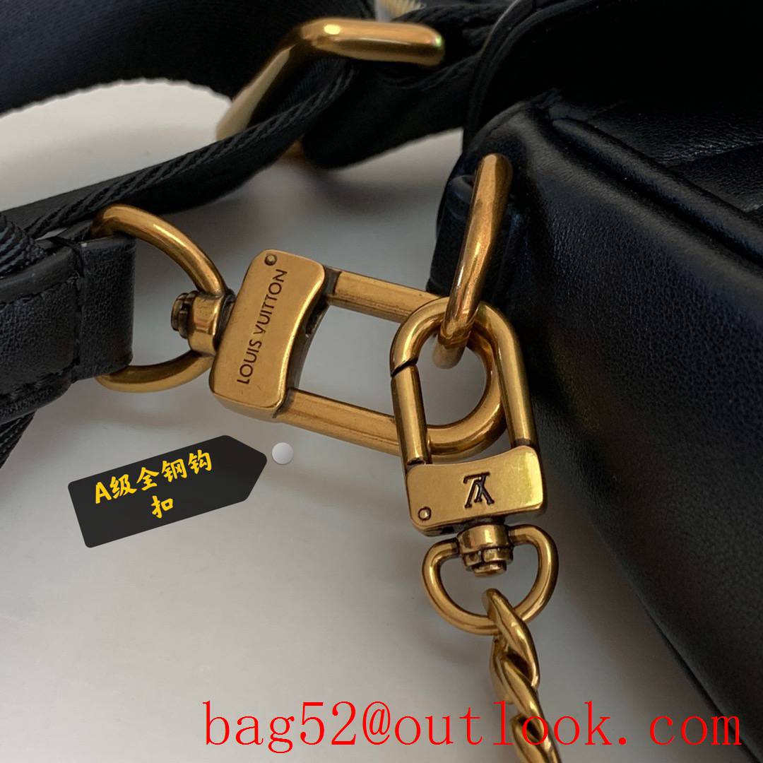 Louis Vuitton LV Real Leather New Wave Multi-Pochette Bag M56461 Black